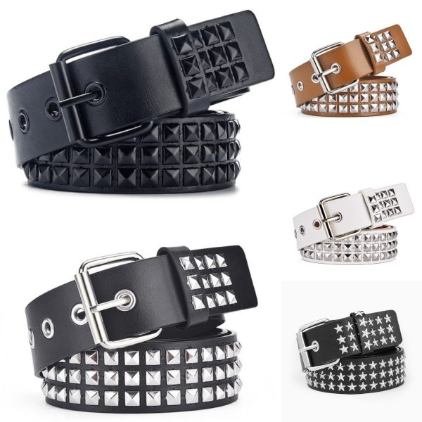 Cross-border punk rivet heavy industry y2g belt Millennium hot girl XINGX personality trend pyramid square bead belt