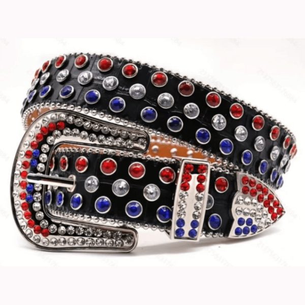 Pin buckle New rhinestone belt women's cross-border fashion edge bead decorative belt punk jeans European and American Belt - Image 5