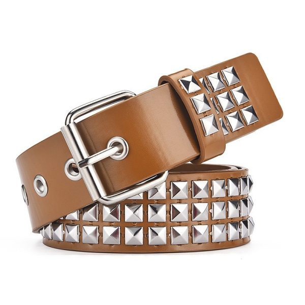 European and American square bead Pyramid Belt punk rock wind y2g Rivet Belt personality belt Millennium hot girl - Image 8