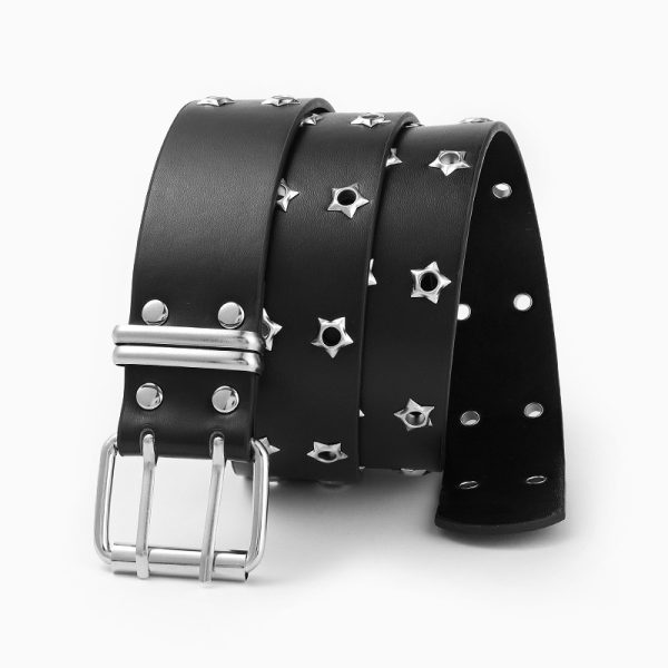 Double Row air hole new rivets punk belt cross-border hot y2g style belt