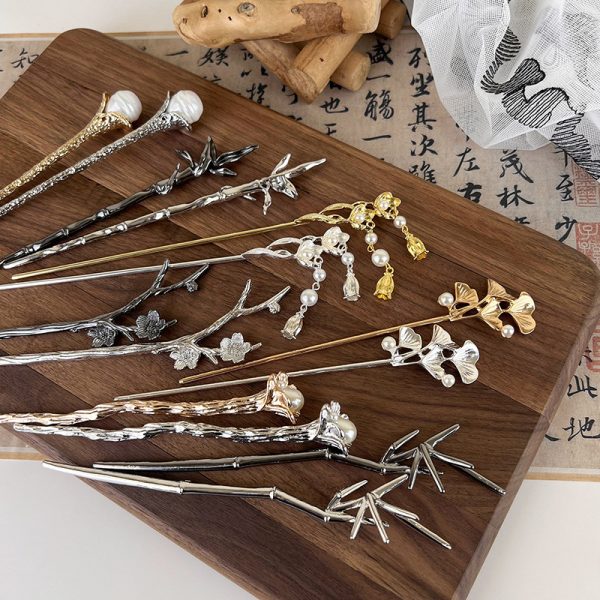 Cold feeling new Chinese style metal hairpin women's simple modern special-interest design updo bun head hairpin hair clip headdress - Image 3