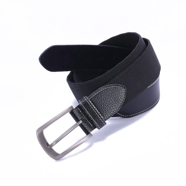 Alloy automatic buckle men's belt two-layer cowhide elastic belt personality men's leather baseball belt - Image 2