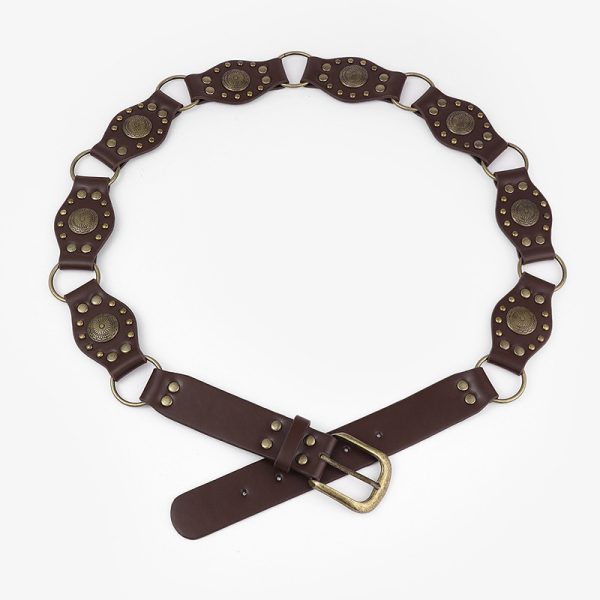 Retro American hot girl rivet corns stitching wide belt personality trendy punk metal buckle waist belt - Image 6