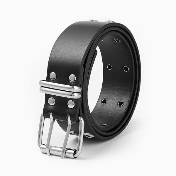 Double Row air hole new rivets punk belt cross-border hot y2g style belt - Image 5