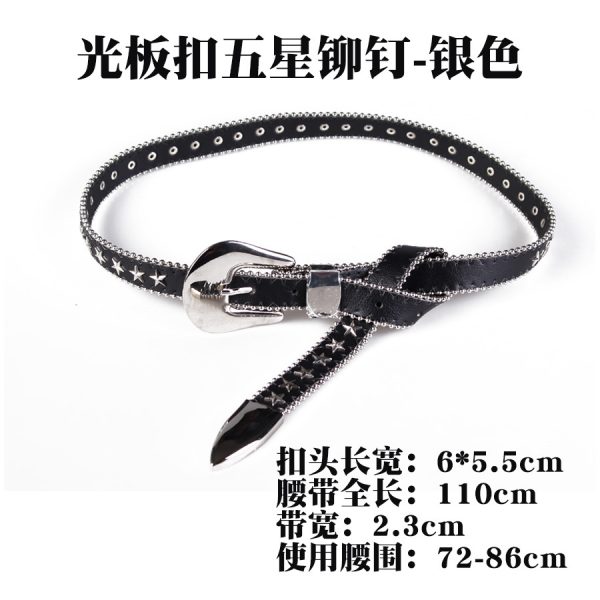Wholesale European and American temperament Wild Metal thin belt women's punk jeans belt decorative rivets niche pant belt - Image 8