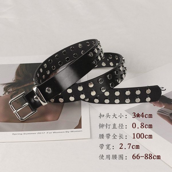 Wholesale European and American temperament Wild Metal thin belt women's punk jeans belt decorative rivets niche pant belt - Image 9