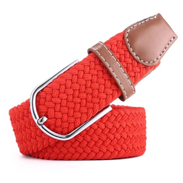 Elastic elastic woven belt cross-border summer non-hole canvas belt simple alloy pin buckle belt wholesale - Image 5