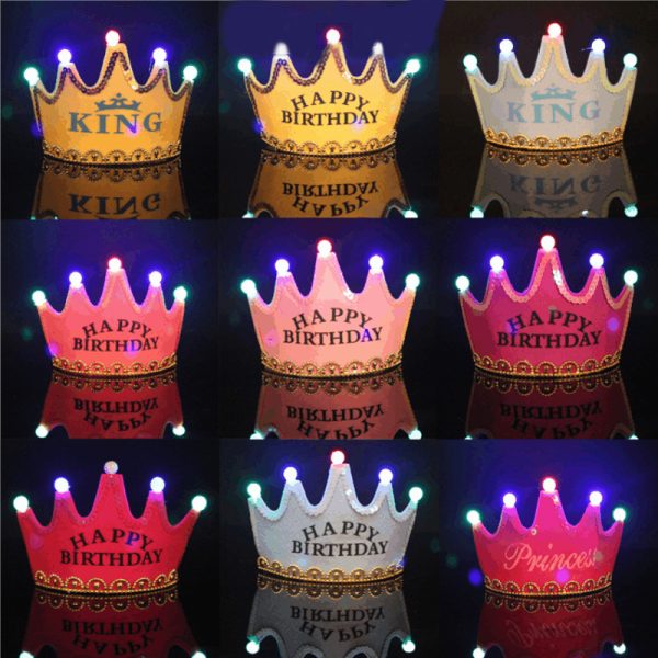 Baby birthday hat luminous crown hat children adult wearable party hat full-year arrangement decorative supplies