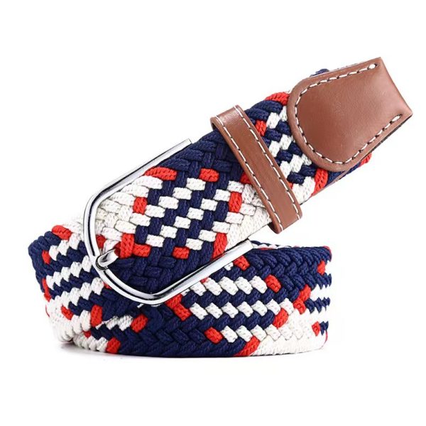 Elastic elastic woven belt cross-border summer non-hole canvas belt simple alloy pin buckle belt wholesale - Image 13