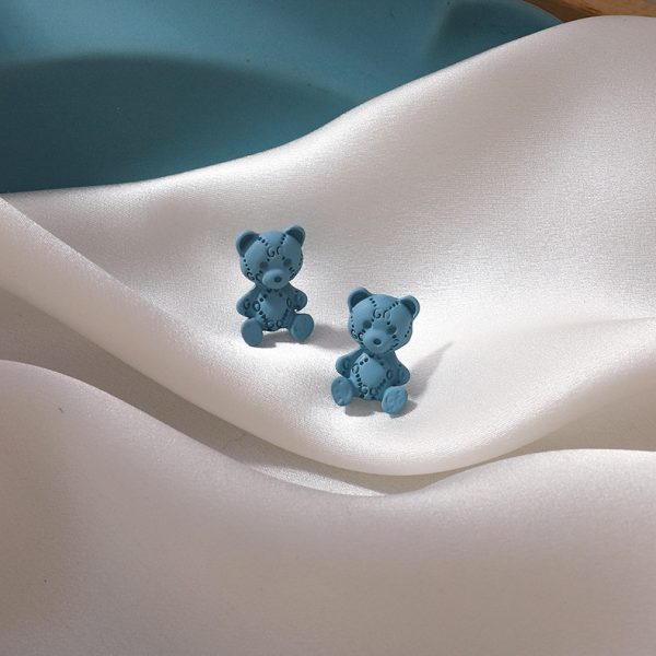 Blue color earrings artistic fresh haze blue flowers geometric all-match earrings ear studs sweet Instafamous ornament women - Image 15