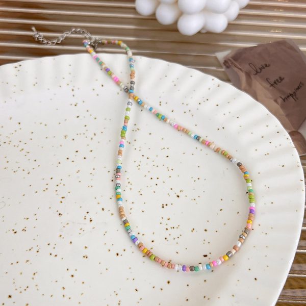 Korean style retro macaron candy color colorful rice-shaped beads stringed beads necklace sweet cute girl Bohemian necklace - Image 8