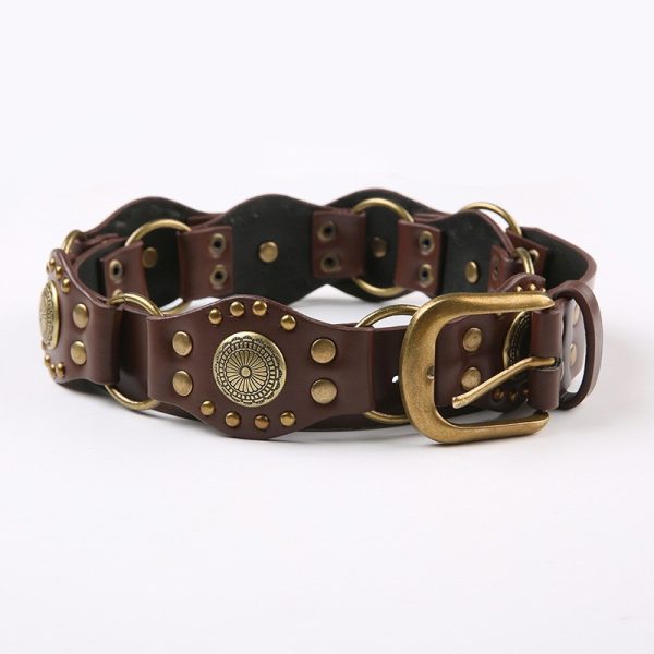 Retro American hot girl rivet corns stitching wide belt personality trendy punk metal buckle waist belt