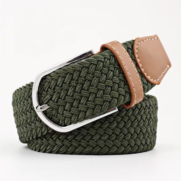 Elastic elastic woven belt cross-border summer non-hole canvas belt simple alloy pin buckle belt wholesale - Image 7