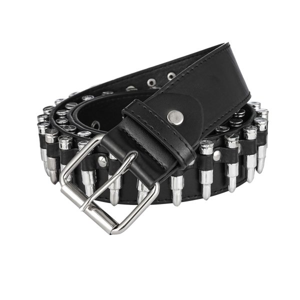 Men's Europe and America cross border bullet belt fashion bullet punk belt all-match pin buckle alloy men's belt belt - Image 3