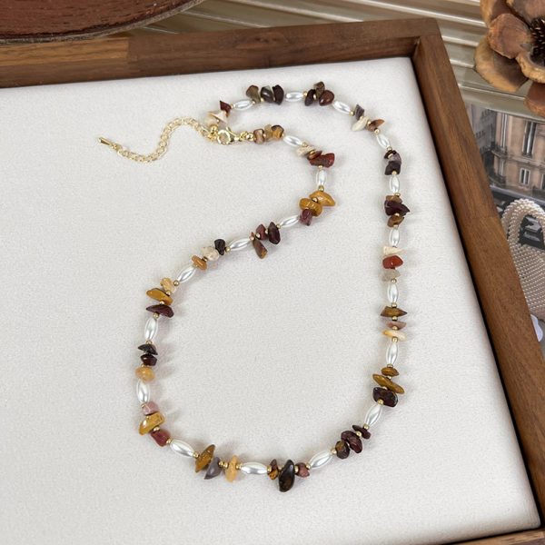 Retro new Chinese style brown necklace women's simple Chinese style all-match irregular beaded clavicle chain Cold style necklace - Image 10
