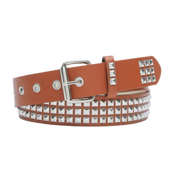 Cross-border punk rivet heavy industry y2g belt Millennium hot girl XINGX personality trend pyramid square bead belt - Image 8