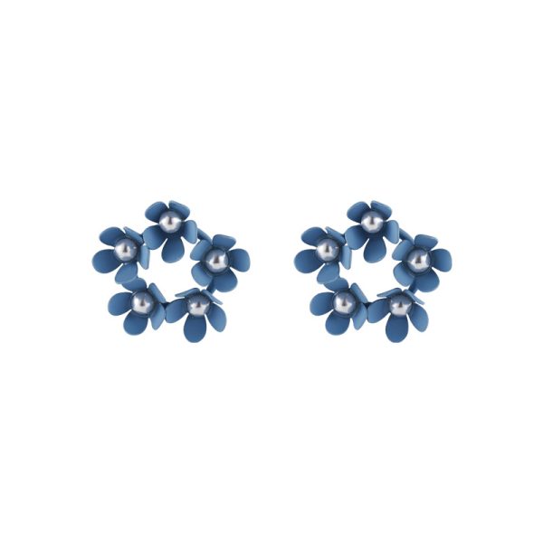 Blue color earrings artistic fresh haze blue flowers geometric all-match earrings ear studs sweet Instafamous ornament women - Image 5