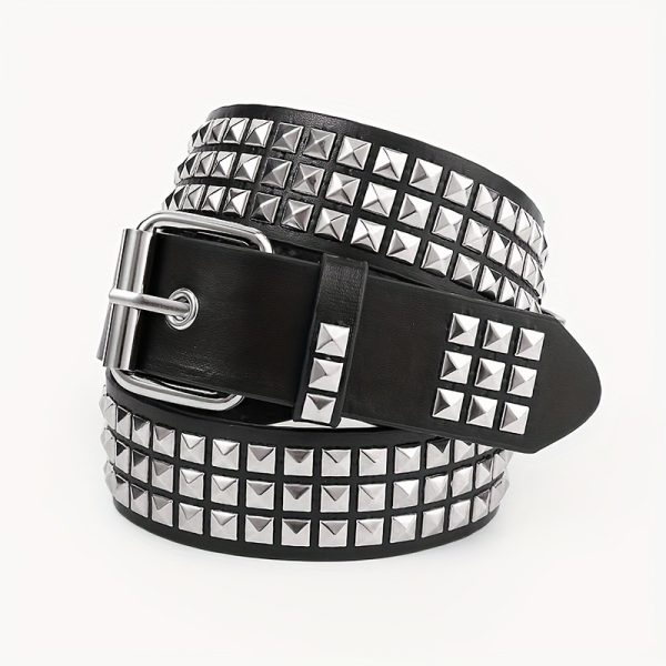 Cross-border new arrival XINGX punk rivet heavy industry retro casual fashion belt men and women dark belt - Image 2