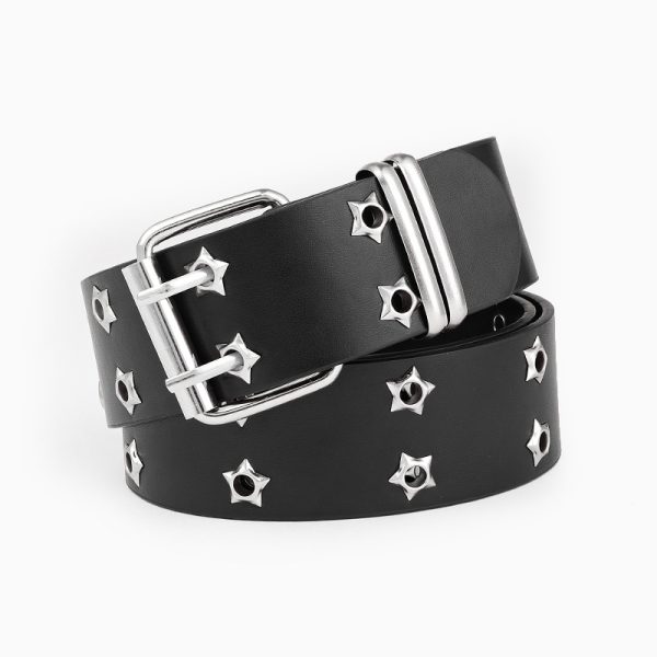 Double Row air hole new rivets punk belt cross-border hot y2g style belt - Image 2