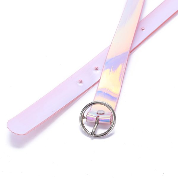 Women's alloy automatic buckle belt colorful transparent with air eyes Belt Korean student personality versatile belt belt - Image 5