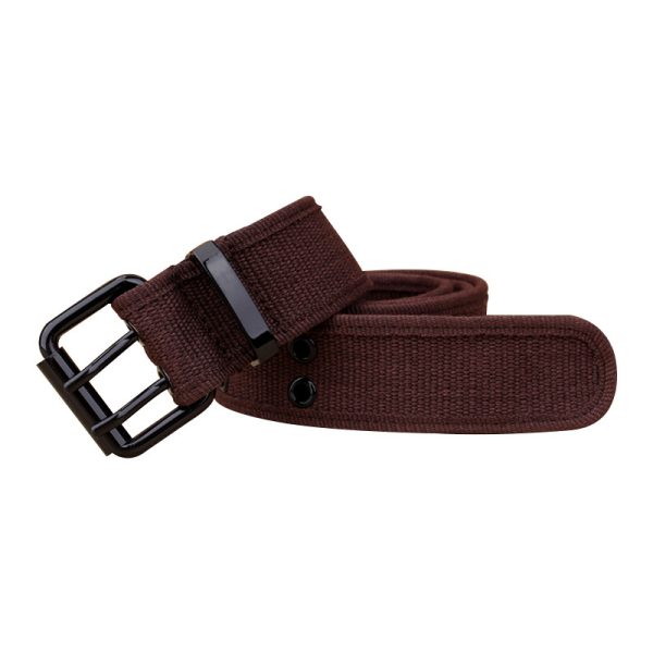 Canvas belt men's and women's non-hole square buckle belt Korean fashion personalized woven single ring punch-free pants belt - Image 7