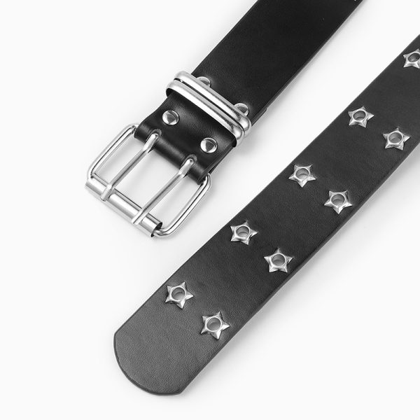 Double Row air hole new rivets punk belt cross-border hot y2g style belt - Image 3