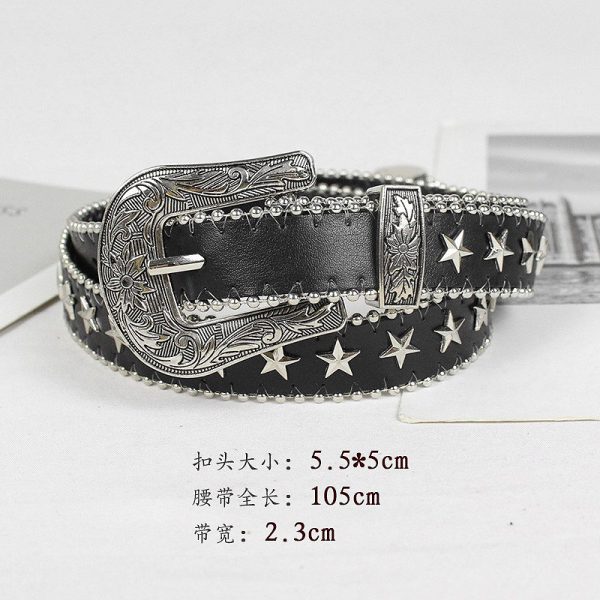 Wholesale European and American temperament Wild Metal thin belt women's punk jeans belt decorative rivets niche pant belt - Image 5