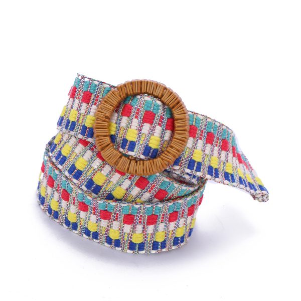 Foreign trade ladies Mori style multicolor belt online influencer trendy woven belt color matching color contrast canvas belt wholesale - Image 3