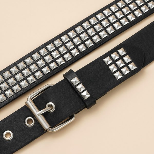 European and American square bead Pyramid Belt punk rock wind y2g Rivet Belt personality belt Millennium hot girl - Image 3