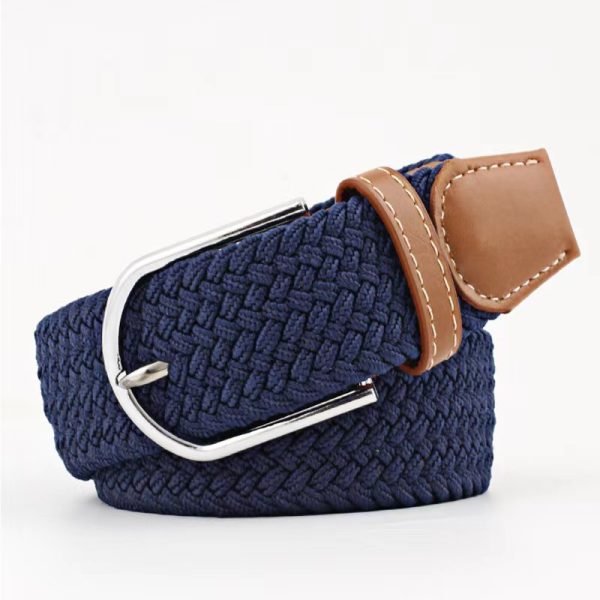 Elastic elastic woven belt cross-border summer non-hole canvas belt simple alloy pin buckle belt wholesale - Image 8