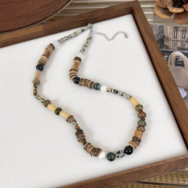 Retro new Chinese style brown necklace women's simple Chinese style all-match irregular beaded clavicle chain Cold style necklace - Image 11