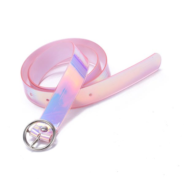 Women's alloy automatic buckle belt colorful transparent with air eyes Belt Korean student personality versatile belt belt - Image 4