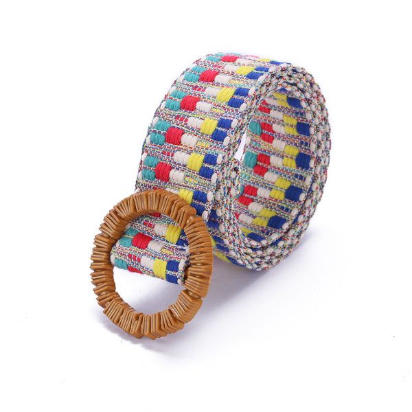 Foreign trade ladies Mori style multicolor belt online influencer trendy woven belt color matching color contrast canvas belt wholesale