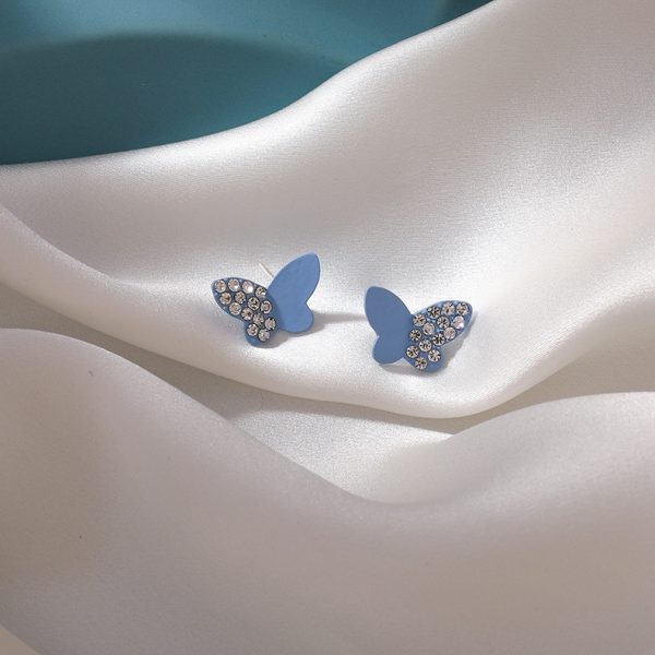 Blue color earrings artistic fresh haze blue flowers geometric all-match earrings ear studs sweet Instafamous ornament women - Image 20