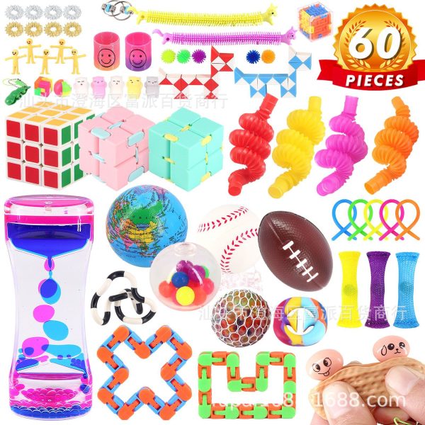 fidget toys pressure reduction toy suit party small gift toy bag Rubik's Cube oil leakage grape ball - Image 3