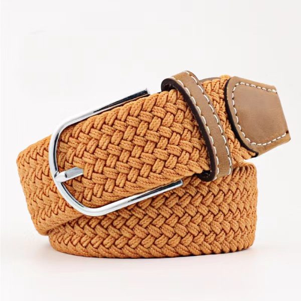 Elastic elastic woven belt cross-border summer non-hole canvas belt simple alloy pin buckle belt wholesale - Image 11