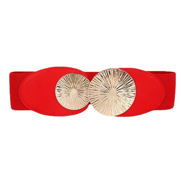 Elastic women's belt woven European and American Foreign trade a pair of buckles wide waist seal overcoat skirt fashion all-matching belt - Image 5