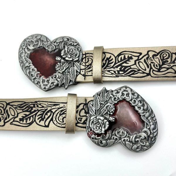 Punk personality retro embossing love belt y2g hot girl all-match gothic dark style belt men and women same style - Image 2