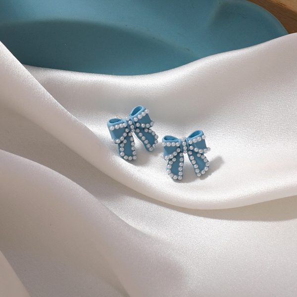 Blue color earrings artistic fresh haze blue flowers geometric all-match earrings ear studs sweet Instafamous ornament women - Image 30