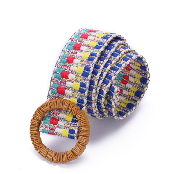 Foreign trade ladies Mori style multicolor belt online influencer trendy woven belt color matching color contrast canvas belt wholesale - Image 2