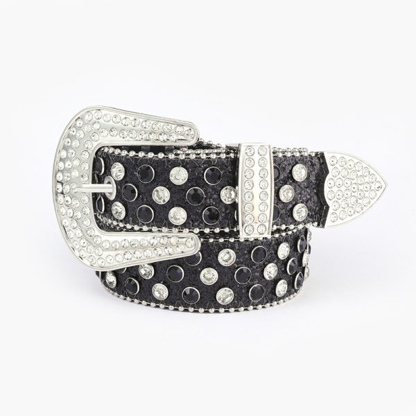 Pin buckle New rhinestone belt women's cross-border fashion edge bead decorative belt punk jeans European and American Belt - Image 10