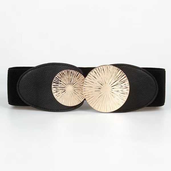 Elastic women's belt woven European and American Foreign trade a pair of buckles wide waist seal overcoat skirt fashion all-matching belt