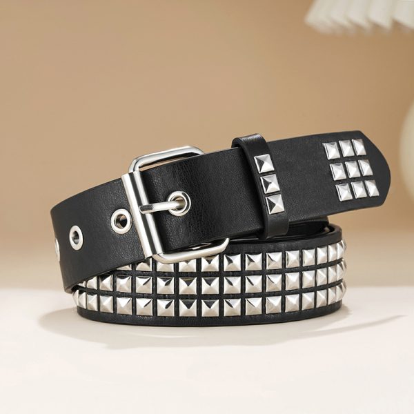 European and American square bead Pyramid Belt punk rock wind y2g Rivet Belt personality belt Millennium hot girl - Image 2