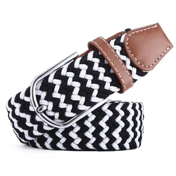 Elastic elastic woven belt cross-border summer non-hole canvas belt simple alloy pin buckle belt wholesale - Image 12