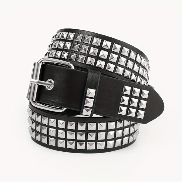 Cross-border punk rivet heavy industry y2g belt Millennium hot girl XINGX personality trend pyramid square bead belt - Image 4