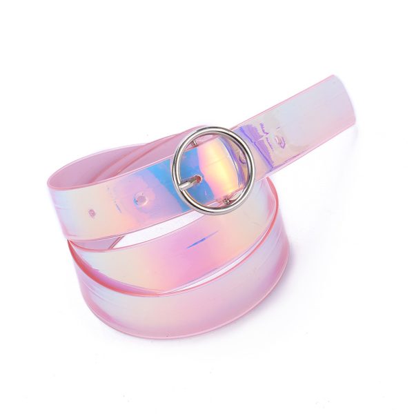 Women's alloy automatic buckle belt colorful transparent with air eyes Belt Korean student personality versatile belt belt