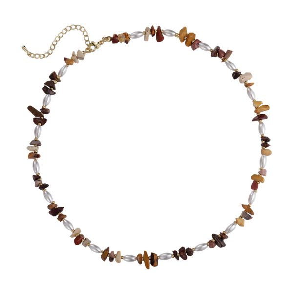 Retro new Chinese style brown necklace women's simple Chinese style all-match irregular beaded clavicle chain Cold style necklace - Image 4