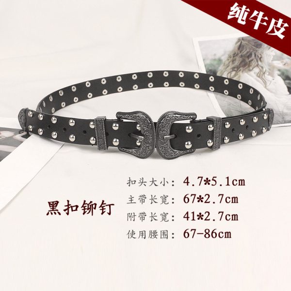 Wholesale European and American temperament Wild Metal thin belt women's punk jeans belt decorative rivets niche pant belt - Image 14