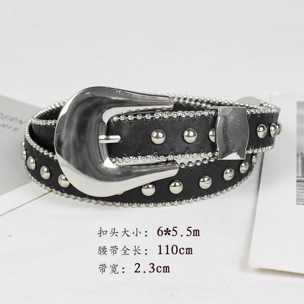 Wholesale European and American temperament Wild Metal thin belt women's punk jeans belt decorative rivets niche pant belt - Image 6