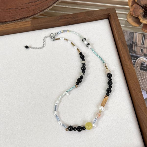 Retro new Chinese style brown necklace women's simple Chinese style all-match irregular beaded clavicle chain Cold style necklace - Image 7